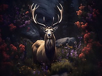 Schilderij, gehard glas, hert - afbeelding 1 van  1