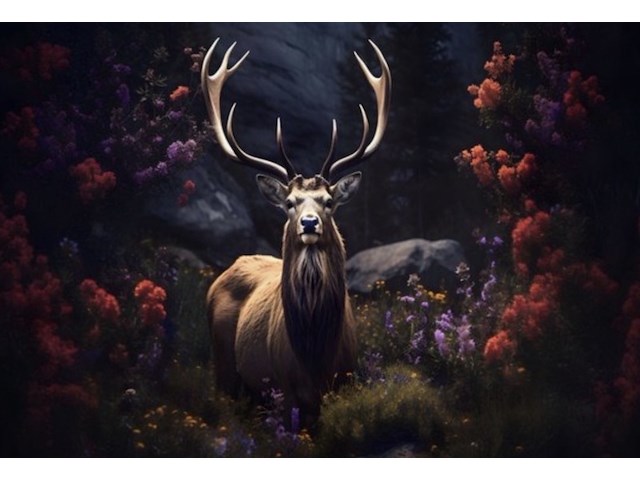 Schilderij, gehard glas, hert - afbeelding 1 van  1