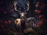 Schilderij, gehard glas, hert - afbeelding 1 van  1