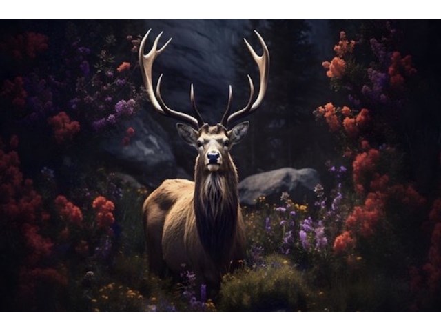 Schilderij, gehard glas, hert - afbeelding 1 van  1