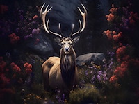 Schilderij, gehard glas, hert - afbeelding 1 van  1