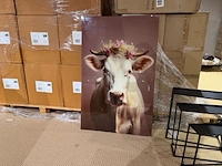 Schilderij gehard glas koe bloemenkrans homebound - afbeelding 4 van  5
