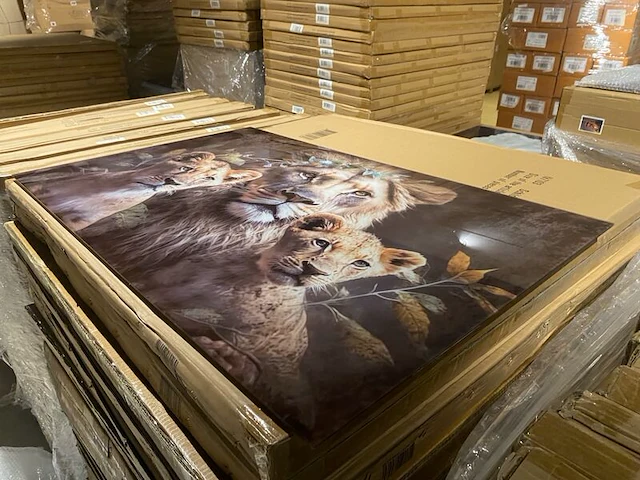 Schilderij gehard glas leeuw met welpjes - afbeelding 4 van  4