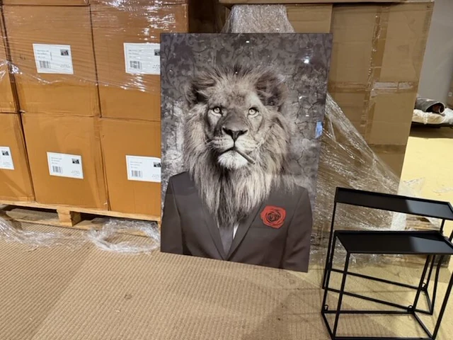 Schilderij gehard glas leeuw roos homebound - afbeelding 1 van  6