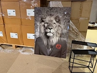 Schilderij gehard glas leeuw roos homebound