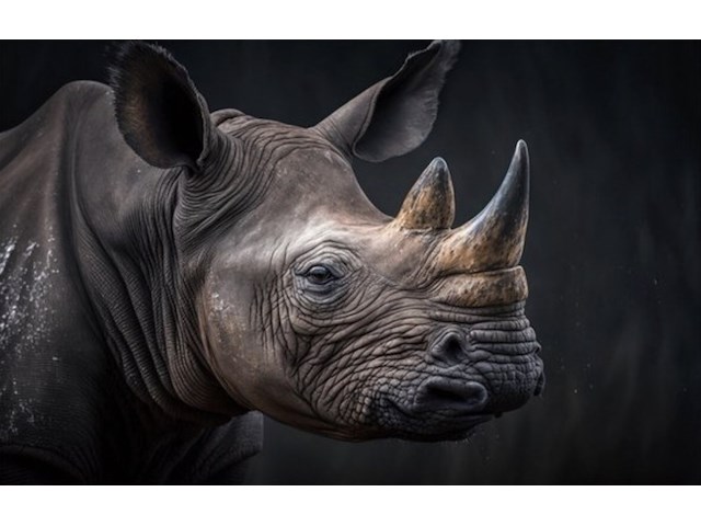 Schilderij gehard glas, neushoorn - afbeelding 1 van  1