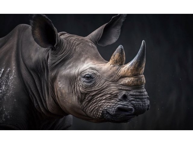 Schilderij gehard glas, neushoorn - afbeelding 1 van  1