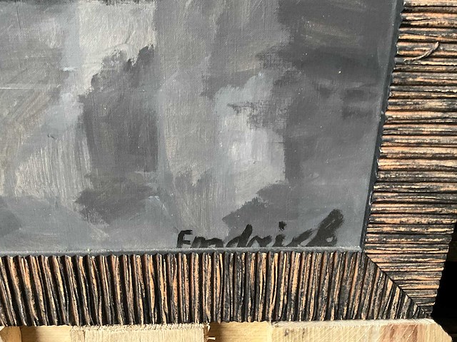 Schilderij ‘grijs plein’ acryl op papier 100x65cm - afbeelding 2 van  4