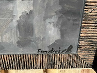 Schilderij ‘grijs plein’ acryl op papier 100x65cm - afbeelding 2 van  4