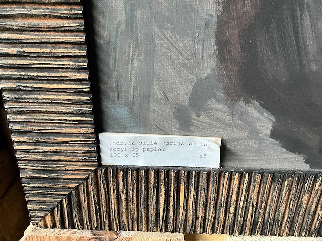 Schilderij ‘grijs plein’ acryl op papier 100x65cm - afbeelding 3 van  4