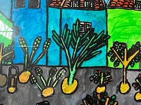 Schilderij ‘grijs plein’ acryl op papier 100x65cm - afbeelding 4 van  4