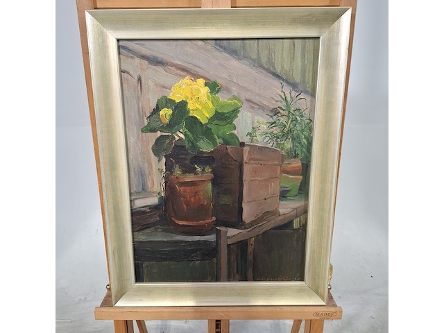 Schilderij, hagen, planten in atelier, 1956 - afbeelding 1 van  7
