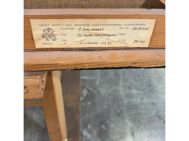 Schilderij in lijst, p. smissaert, stilleven met pompoen - afbeelding 3 van  11