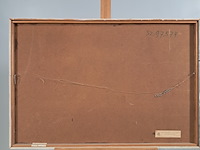 Schilderij, j. de bruin, man op tafel met fles - afbeelding 6 van  7