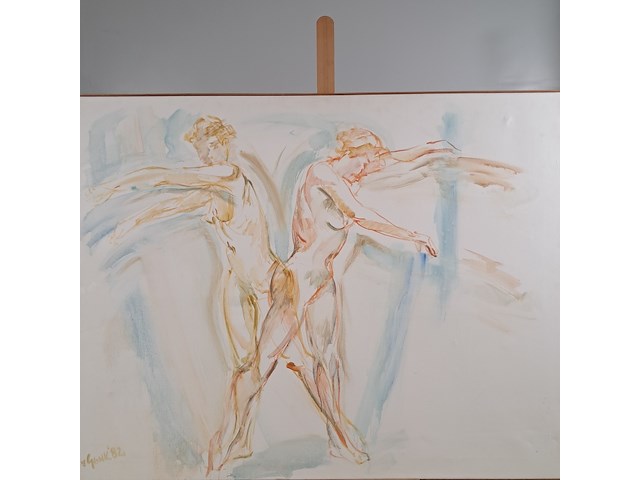 Schilderij, j. van genk, causaliteit, 1982 - afbeelding 2 van  7