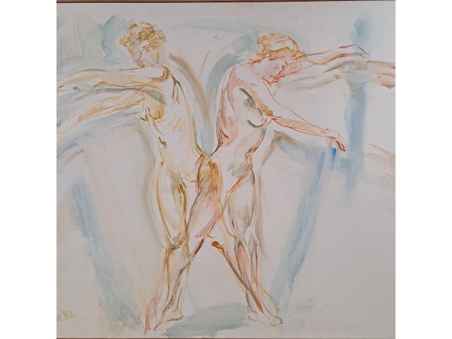 Schilderij, j. van genk, causaliteit, 1982 - afbeelding 3 van  7