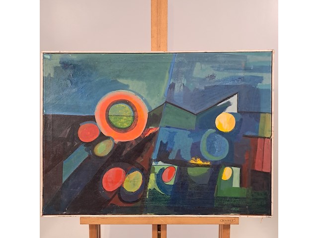 Schilderij, johannes rotteveel, stedelijk aspect, 1968 - afbeelding 1 van  9
