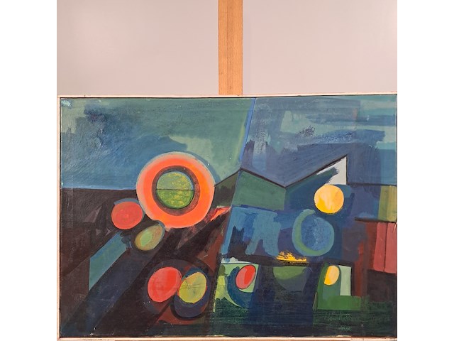 Schilderij, johannes rotteveel, stedelijk aspect, 1968 - afbeelding 2 van  9