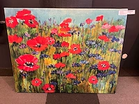Schilderij “ maya wildevuur -klaprozenveld met korenbloemen”