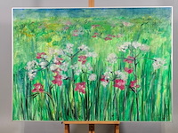 Schilderij, maya wildevuur, bloemenveld, 1991