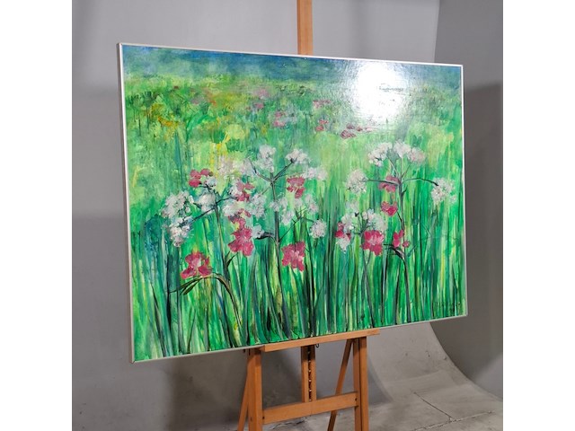 Schilderij, maya wildevuur, bloemenveld, 1991 - afbeelding 2 van  7