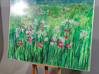 Schilderij, maya wildevuur, bloemenveld, 1991 - afbeelding 3 van  7