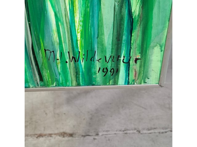 Schilderij, maya wildevuur, bloemenveld, 1991 - afbeelding 4 van  7