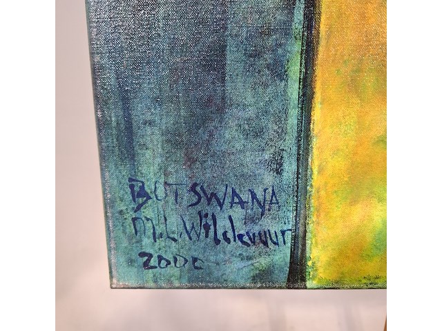 Schilderij, maya wildevuur, botswana, 2000 - afbeelding 5 van  7