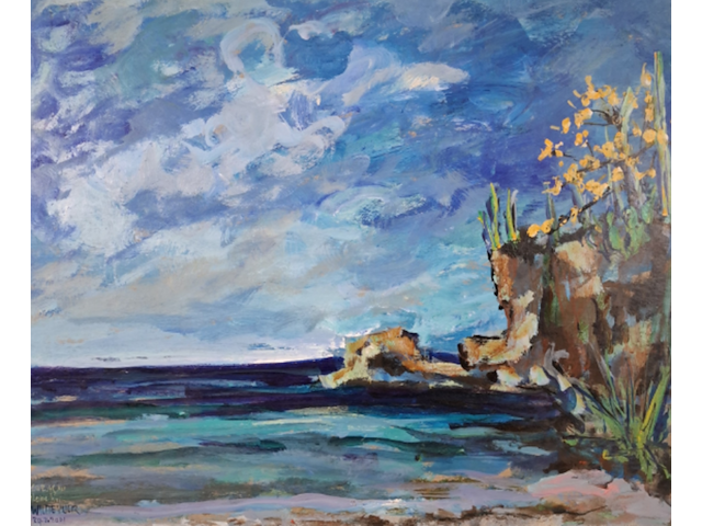 Schilderij, maya wildevuur, curaçao kleine knip, 2001 - afbeelding 1 van  7