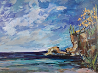 Schilderij, maya wildevuur, curaçao kleine knip, 2001 - afbeelding 1 van  7