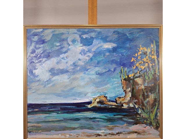 Schilderij, maya wildevuur, curaçao kleine knip, 2001 - afbeelding 3 van  7
