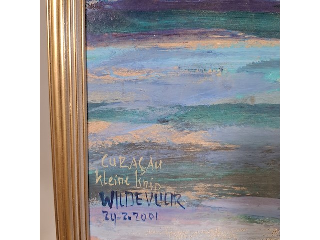 Schilderij, maya wildevuur, curaçao kleine knip, 2001 - afbeelding 5 van  7