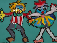 Schilderij, maya wildevuur, figuren, 2003 - afbeelding 8 van  8