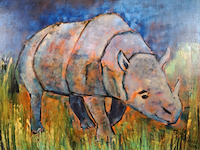 Schilderij, maya wildevuur, neushoorn, 2003 - afbeelding 1 van  7