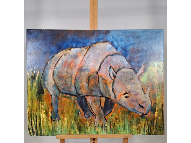 Schilderij, maya wildevuur, neushoorn, 2003 - afbeelding 2 van  7