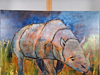 Schilderij, maya wildevuur, neushoorn, 2003 - afbeelding 3 van  7