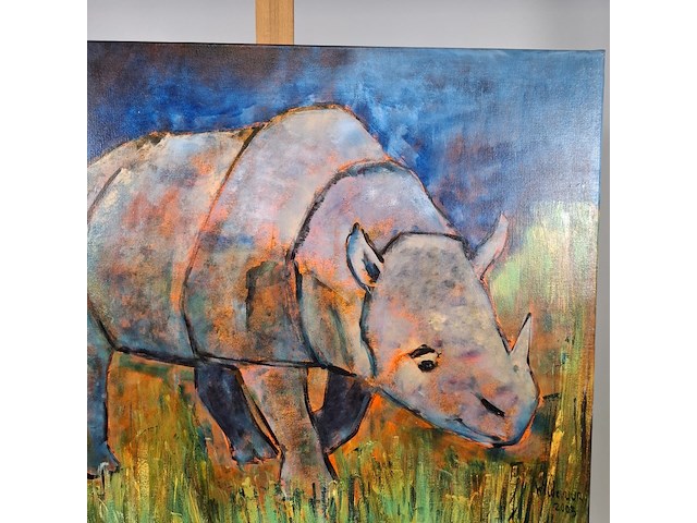 Schilderij, maya wildevuur, neushoorn, 2003 - afbeelding 4 van  7