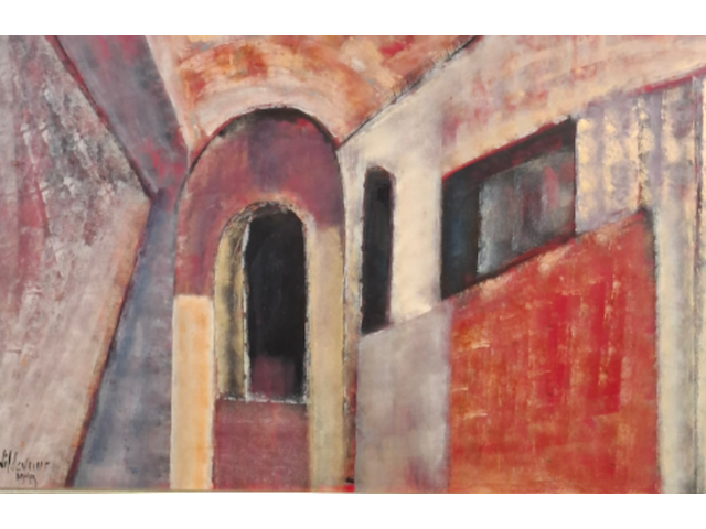 Schilderij, maya wildevuur, poort, 1999 - afbeelding 1 van  8