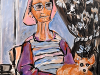 Schilderij, maya wildevuur, vrouw met chihuahua, 2012 - afbeelding 1 van  7