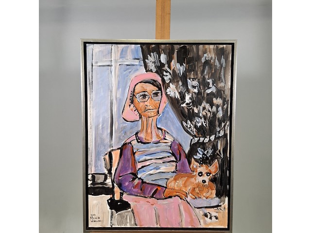 Schilderij, maya wildevuur, vrouw met chihuahua, 2012 - afbeelding 2 van  7