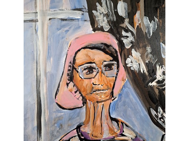 Schilderij, maya wildevuur, vrouw met chihuahua, 2012 - afbeelding 6 van  7