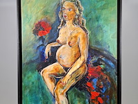 Schilderij, maya wildevuur, zwangere naakte vrouw - afbeelding 2 van  8