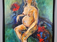 Schilderij, maya wildevuur, zwangere naakte vrouw - afbeelding 4 van  8