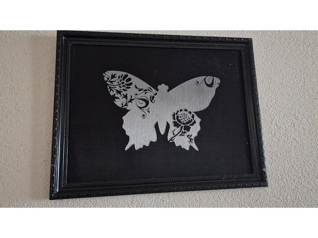 Schilderij met vlinder. - afbeelding 3 van  3