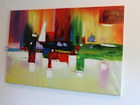 Schilderij op doek "havenzicht". afmeting 120 x 80 cm. - afbeelding 1 van  2