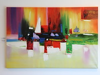 Schilderij op doek "havenzicht". afmeting 120 x 80 cm. - afbeelding 2 van  2