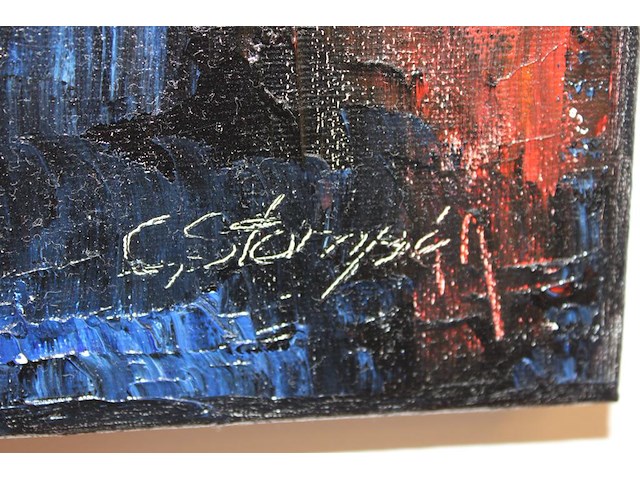 Schilderij op doek met afmeting 80 x 120 cm gesigneerd c. stompe. - afbeelding 3 van  3