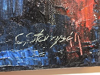 Schilderij op doek met afmeting 80 x 120 cm gesigneerd c. stompe. - afbeelding 3 van  3