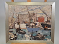 Schilderij op paneel, j. visser, haven