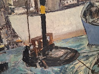 Schilderij op paneel, j. visser, haven - afbeelding 2 van  5